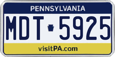PA license plate MDT5925