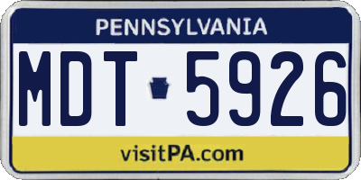 PA license plate MDT5926