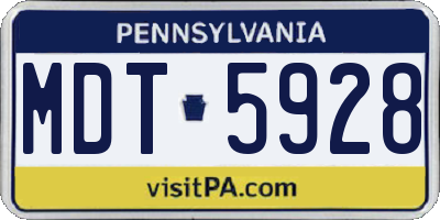 PA license plate MDT5928