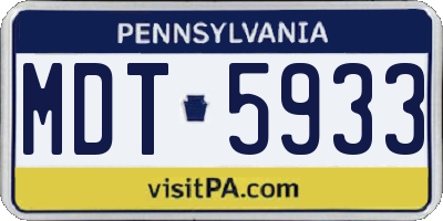 PA license plate MDT5933