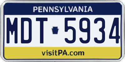 PA license plate MDT5934