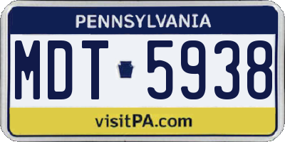 PA license plate MDT5938