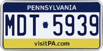 PA license plate MDT5939