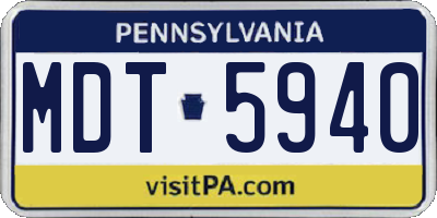 PA license plate MDT5940