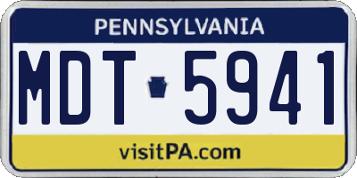 PA license plate MDT5941
