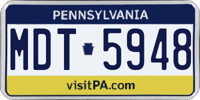 PA license plate MDT5948