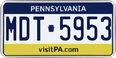 PA license plate MDT5953