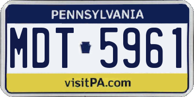 PA license plate MDT5961