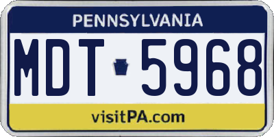 PA license plate MDT5968