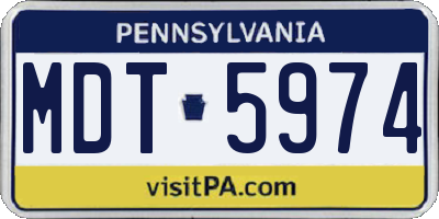 PA license plate MDT5974