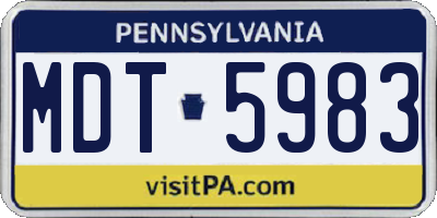 PA license plate MDT5983
