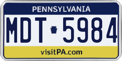 PA license plate MDT5984