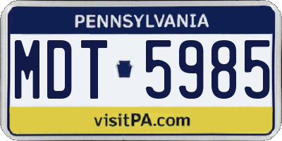 PA license plate MDT5985