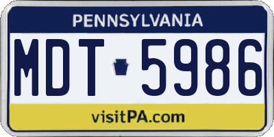 PA license plate MDT5986