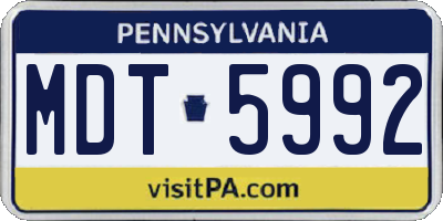 PA license plate MDT5992
