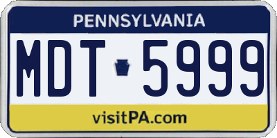 PA license plate MDT5999