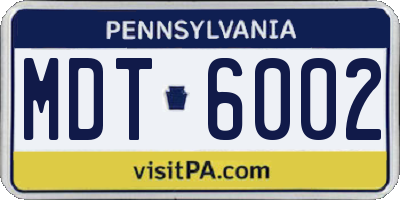PA license plate MDT6002