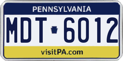 PA license plate MDT6012