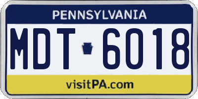 PA license plate MDT6018