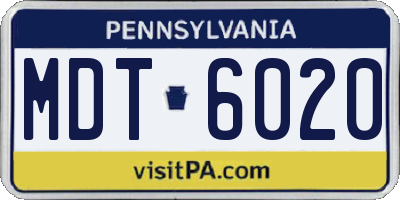 PA license plate MDT6020