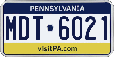 PA license plate MDT6021