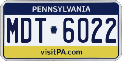 PA license plate MDT6022