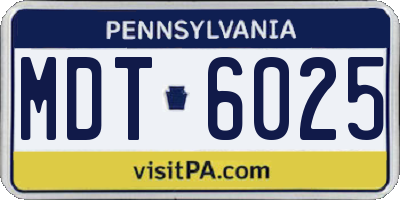 PA license plate MDT6025
