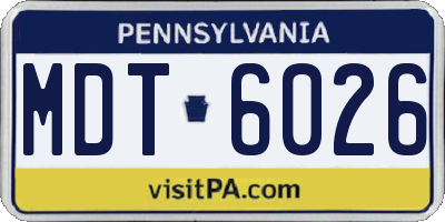 PA license plate MDT6026
