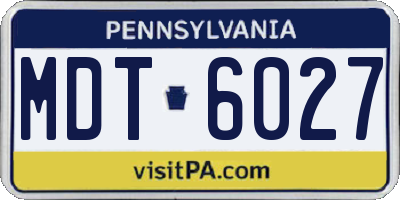 PA license plate MDT6027