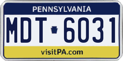 PA license plate MDT6031
