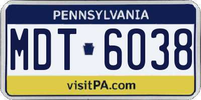 PA license plate MDT6038
