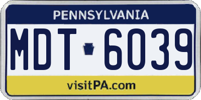 PA license plate MDT6039