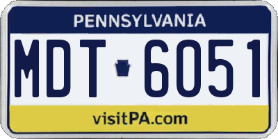 PA license plate MDT6051