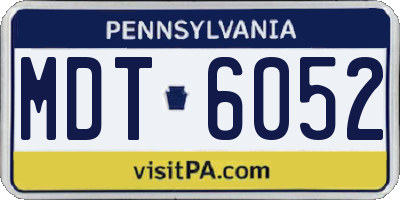 PA license plate MDT6052
