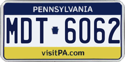 PA license plate MDT6062