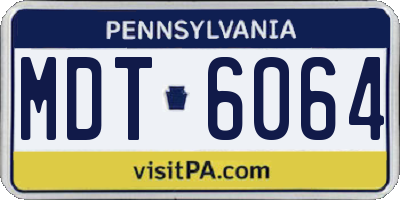 PA license plate MDT6064