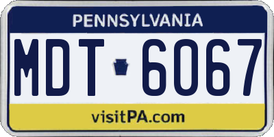 PA license plate MDT6067