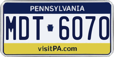 PA license plate MDT6070