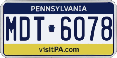PA license plate MDT6078