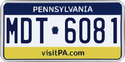 PA license plate MDT6081