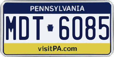 PA license plate MDT6085