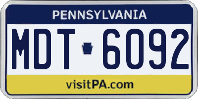 PA license plate MDT6092