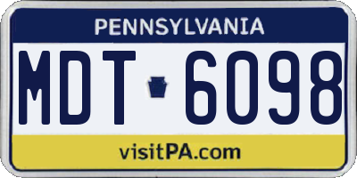PA license plate MDT6098