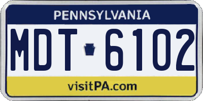 PA license plate MDT6102