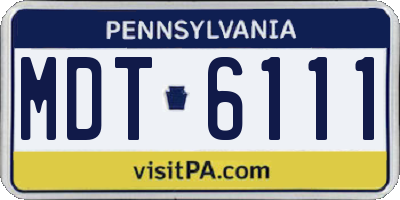 PA license plate MDT6111