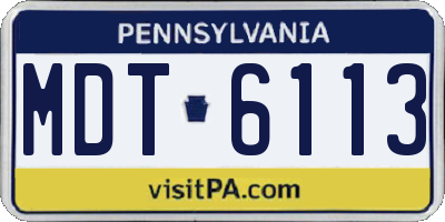 PA license plate MDT6113