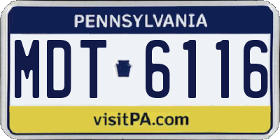 PA license plate MDT6116