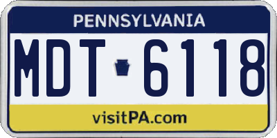 PA license plate MDT6118