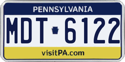 PA license plate MDT6122