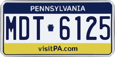 PA license plate MDT6125